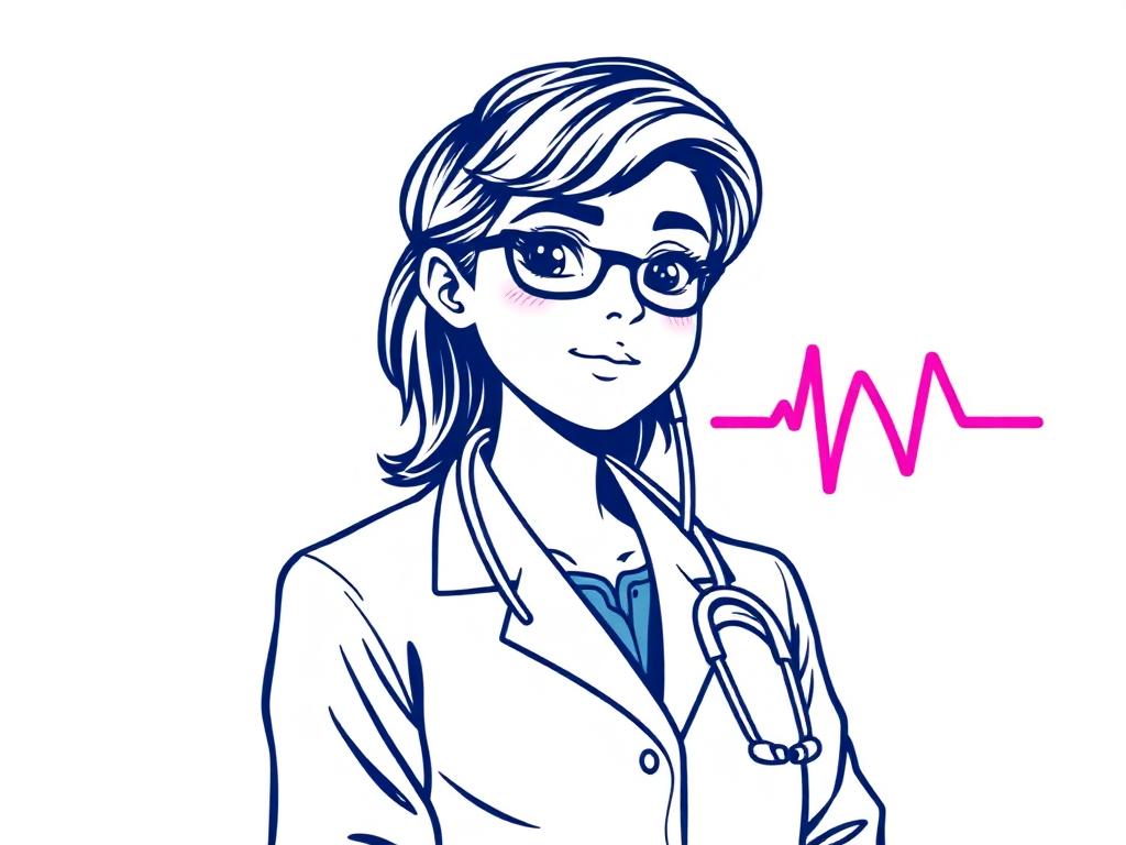 Une étudiante en blouse avec un stéthoscope