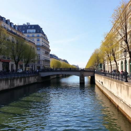 Canal de l'Ourcq et bassin de la Villette à Paris