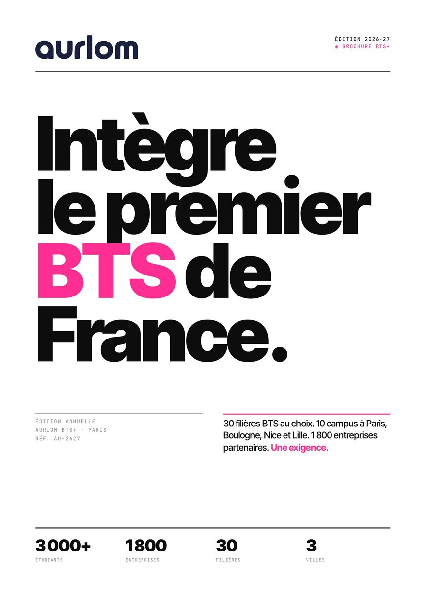 Couverture brochure BTS+ Alternance Aurlom