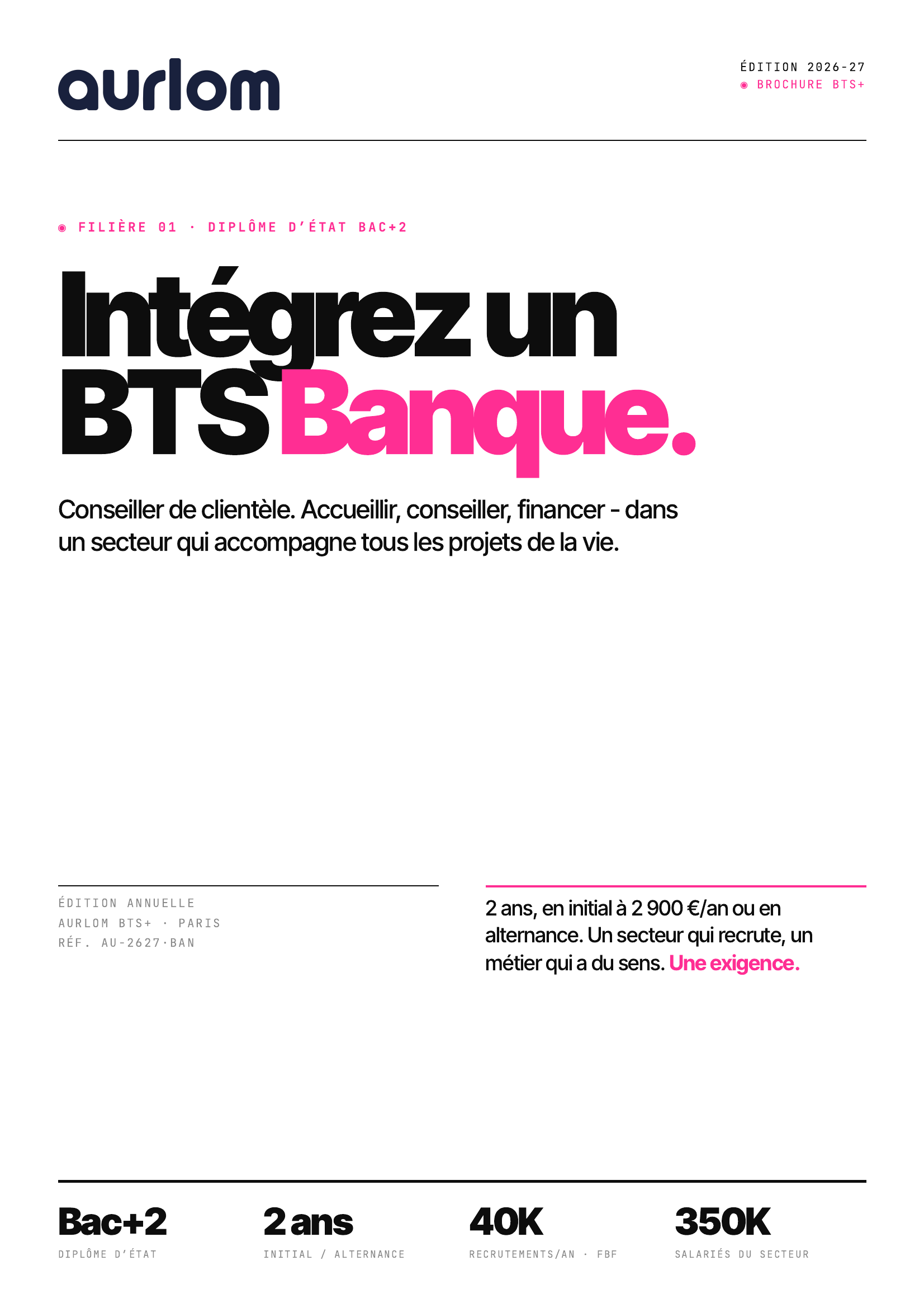 Aperçu de la première page de la brochure BTS Banque Aurlom